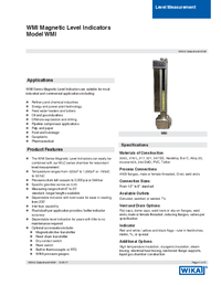 Thumbnail of document Data Sheet - WMI Magnetic Level Indicator